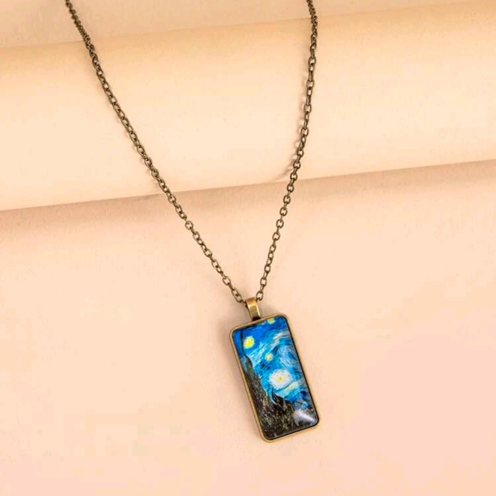 Blue Starry Sky Pendant Necklace - Women